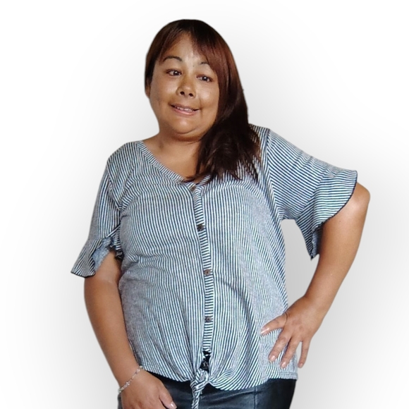 GYFY Women's Medium Striped Short Sleeve  Top - Picture 9 of 14